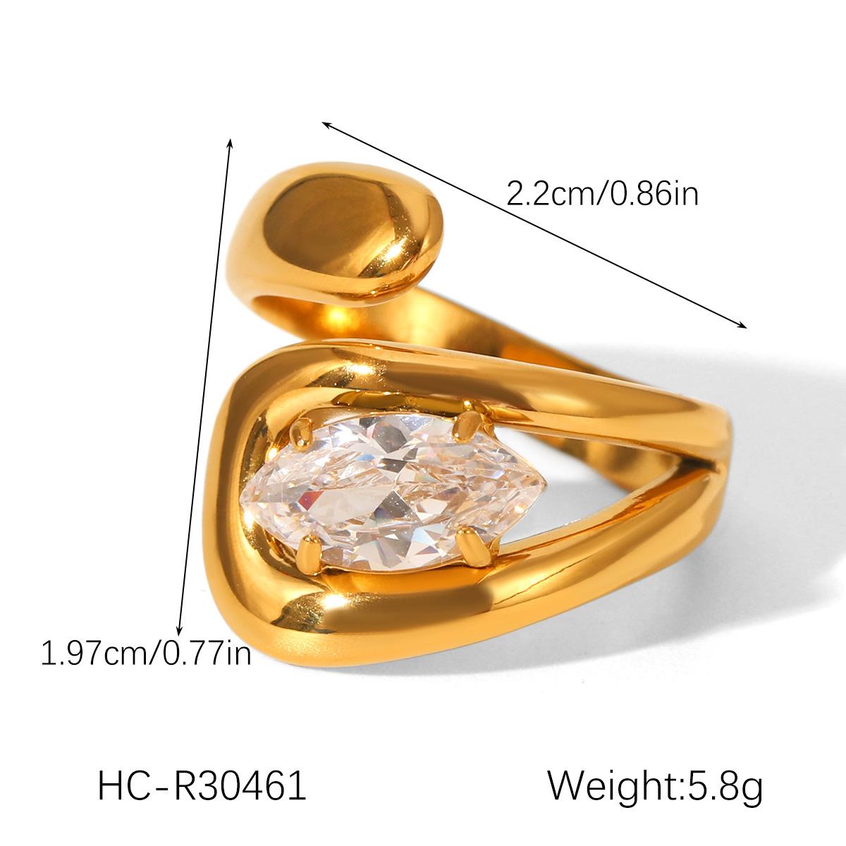 

Euro-American style stainless steel inlaid zircon ring, high-end light luxury open ring, niche titanium steel hand jewelry