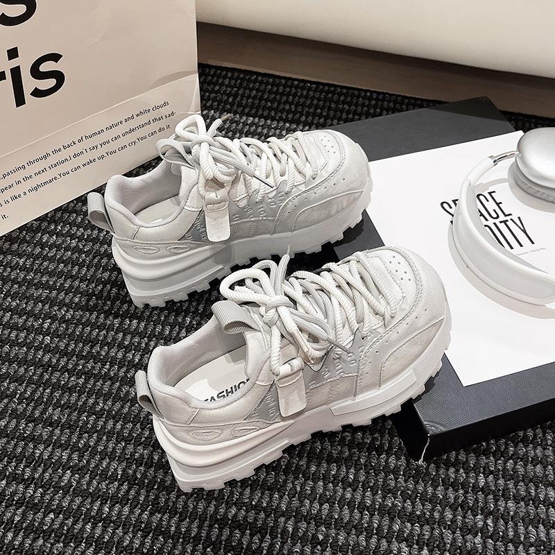 

2025 early spring new fashion versatile casual shoes color matching Forrest Gump shoes women s lace-up explosion ins dad shoes women 40 серый