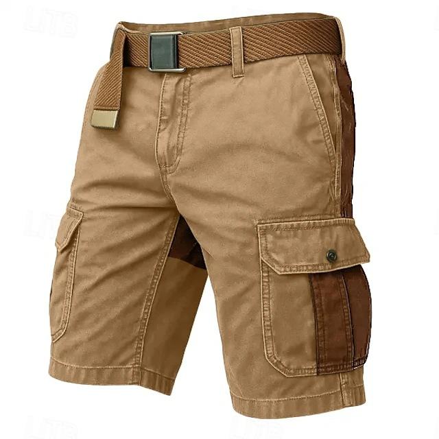 Men's washed pure cotton color matching casual three-dimensional bag overalls fashion sports double zipper crotch pants do not contain belts