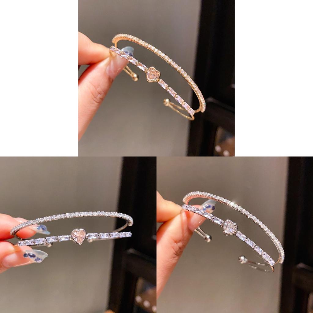 Heartshaped Jewelry Bracelet With Cubic Zirconia For Fashionable Women