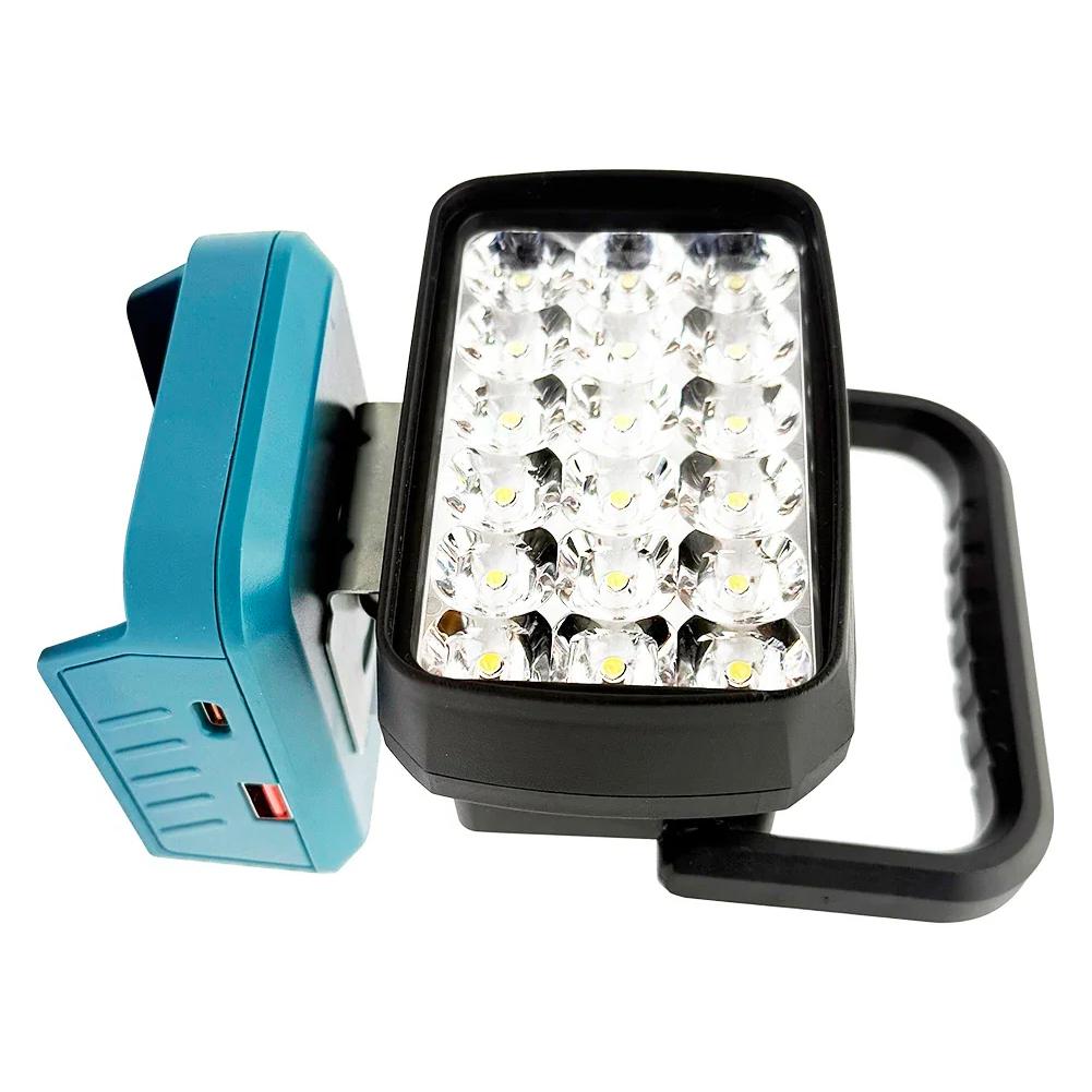 Powerful 1500 Lumen 18 LED Work Light with Type C Charging Low Voltage Protection for 18V 20V Lithium Battery Use