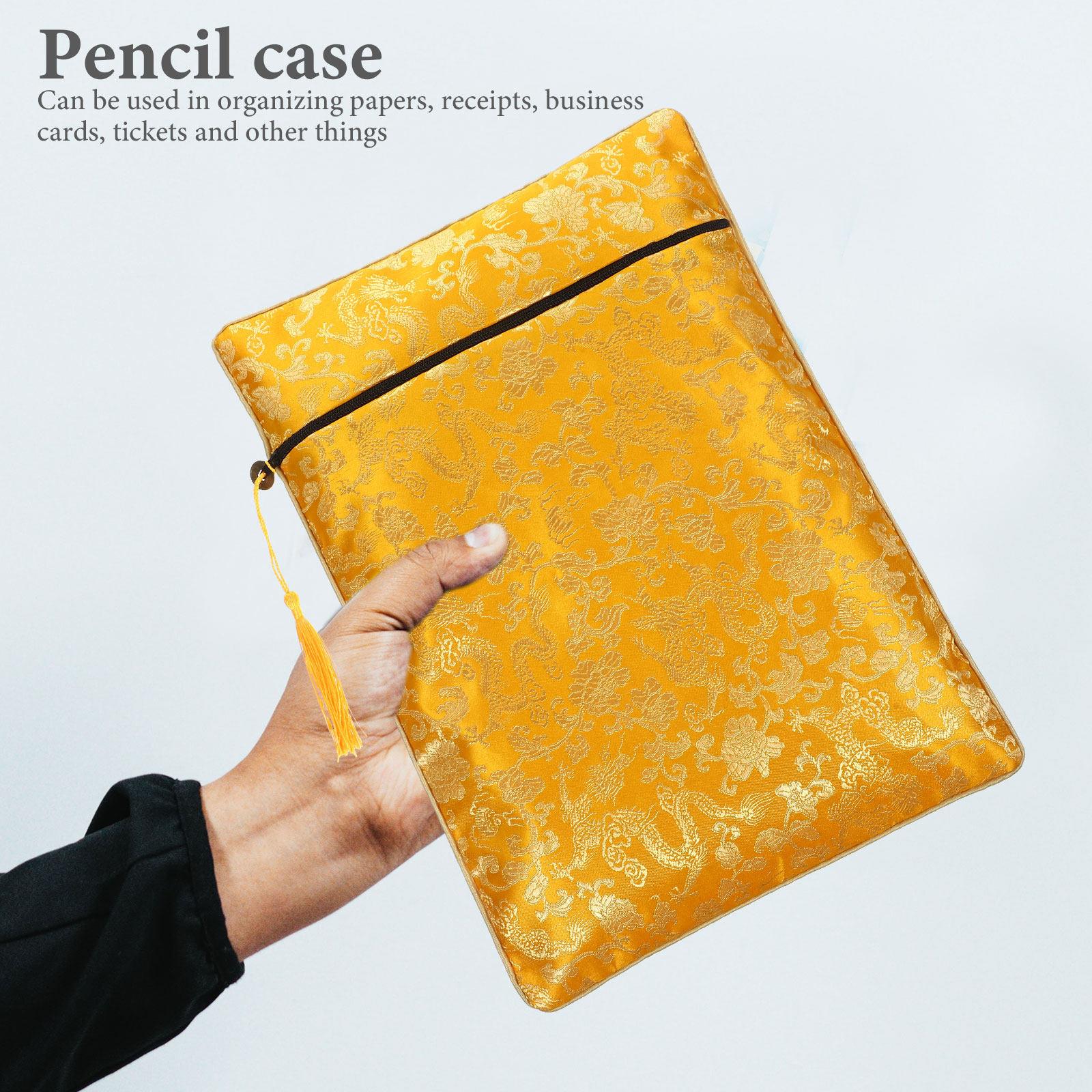 Multi-Function Decorative Pencil Bag Large Zipper Design Storage Pouch for Books Documents Vouchers Tickets Students China Mainland