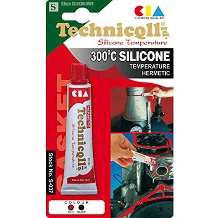 Mastic adhésif silicone - Technicqll - Rouge - 20 ml - Résistant à 300 °C