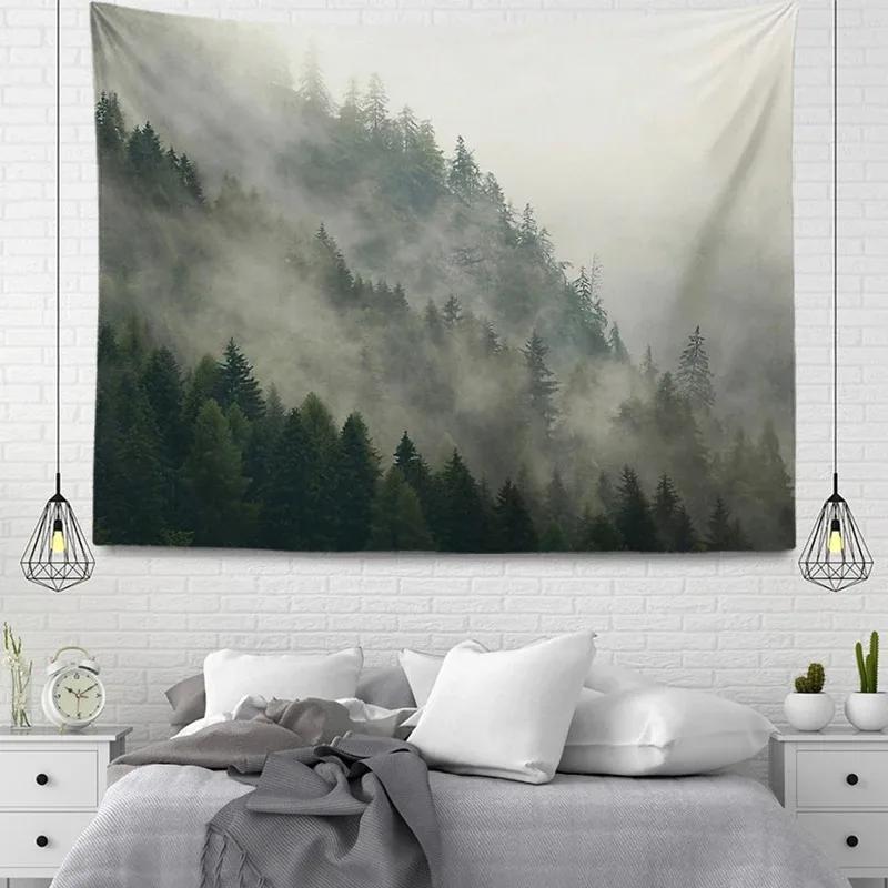 Home Wall Decoration Tapestry Mountain Fog Forest Background Hanging Cloth Office Living Room Tapestry