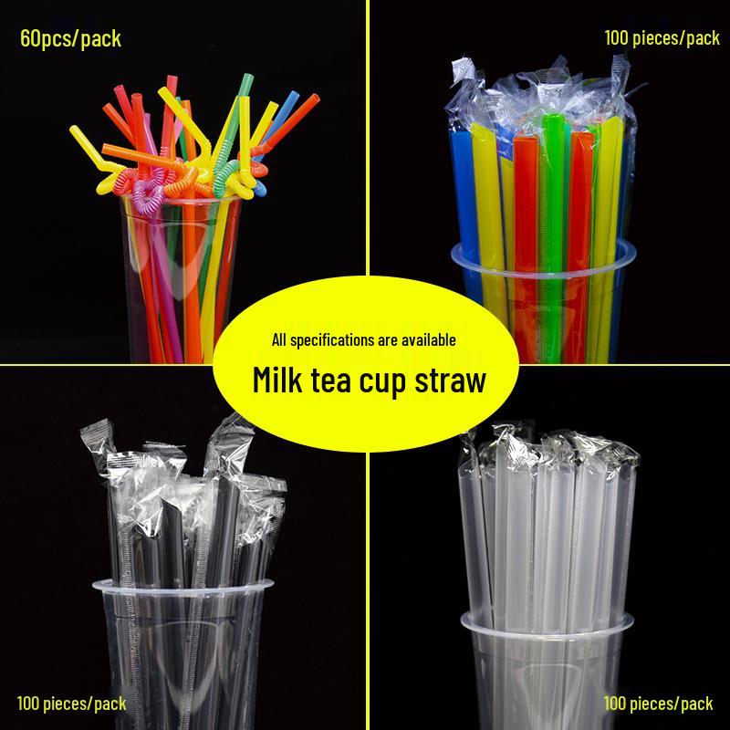 Disposable Thick/Thin Straws for Soy Milk, Coffee, Bubble Tea, and Fruit Juice
