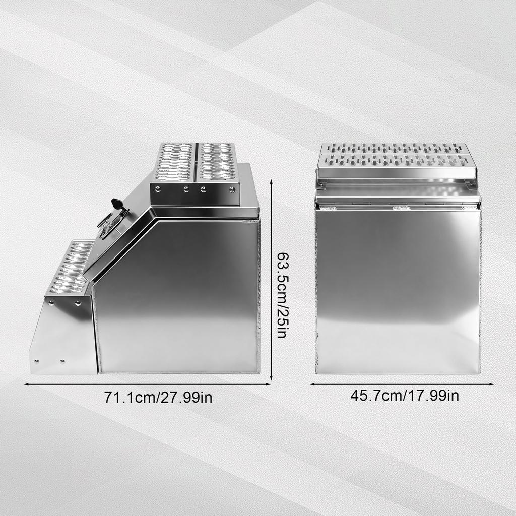 Aluminum Side Mount Tool Box Lockable Storage for Semi Trailer Truck Frame Step Fit for Peterbilt Kenworth Freightliner & More