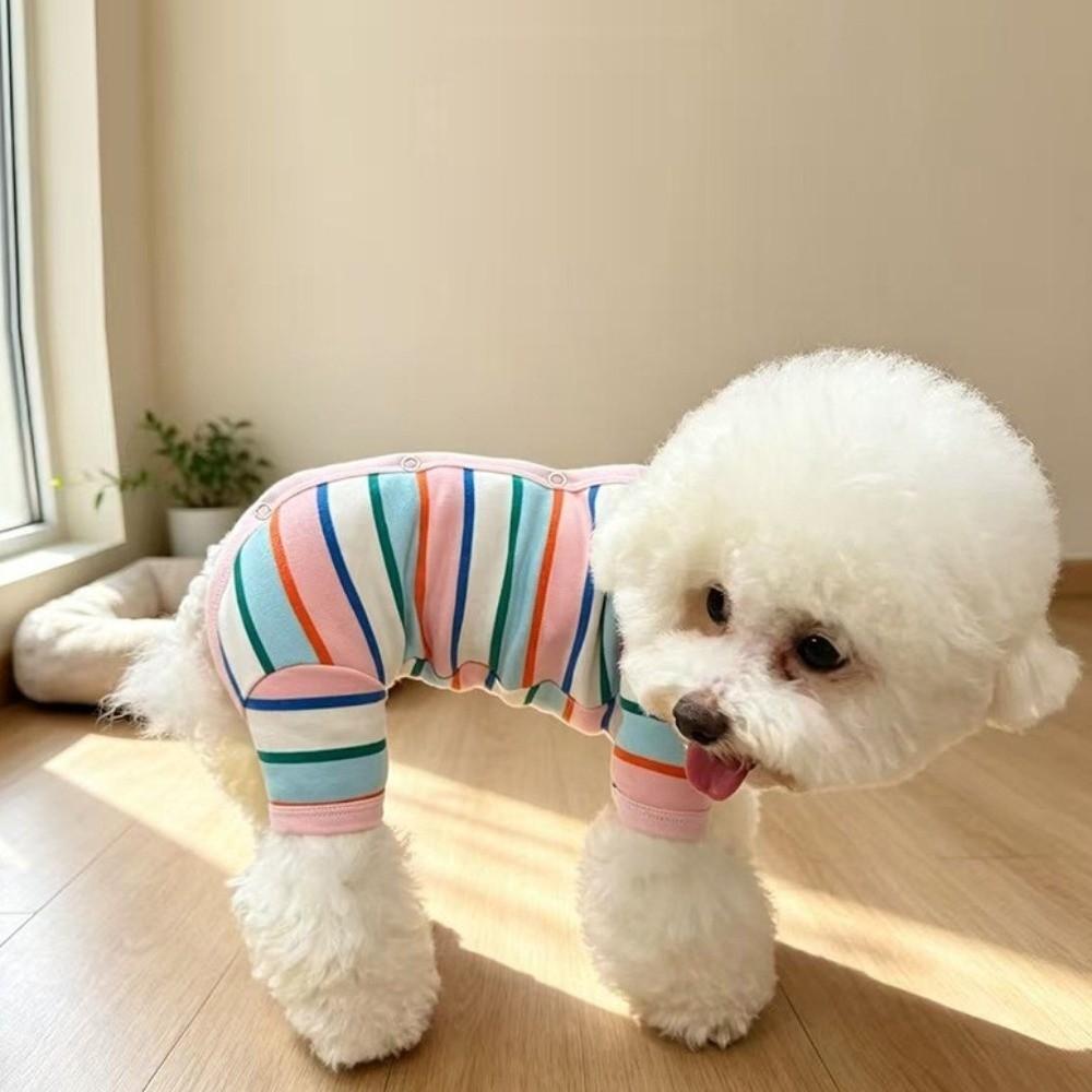 Elastic Colorful Striped Dog Jumpsuits Breathable Puppy Rompers Fashion Cat Pajamas Cats Dogs