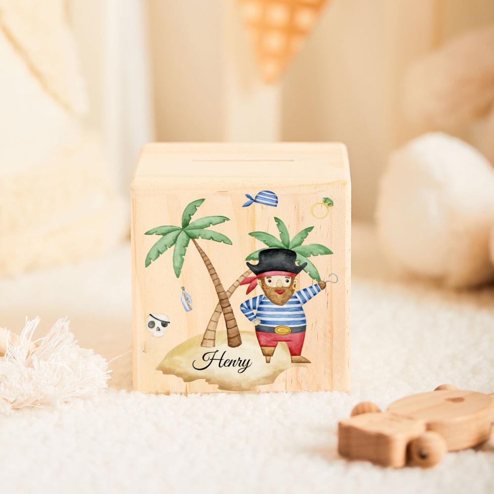 Personalized Piggy Bank for Kids Custom Name Wood Money Boxes Cash Box Child Wood Money Banks Boys Girls Holiday Birthday Gift