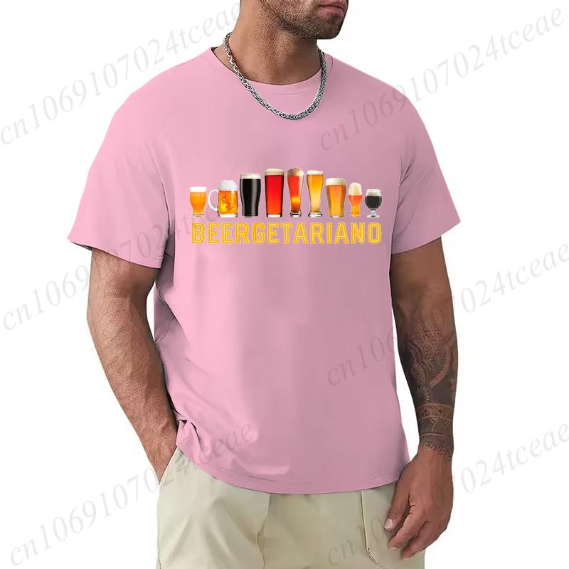 Men's Summer T-Shirts Loose Size Beer Cervezas Regalo Cerveza Humor Alcohol Print Tee Casual Round Neck Short Sleeve T-shirt Top