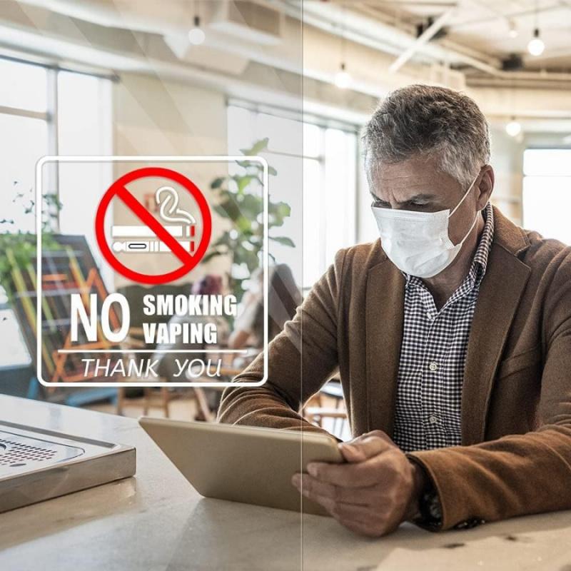 2 Stück/5 Stück Nichtraucher-Schild Aufkleber Kein Rauchen von E-Zigaretten Warnung Transparentes Etikett Innenbereich Außenbereich Café Bibliothek