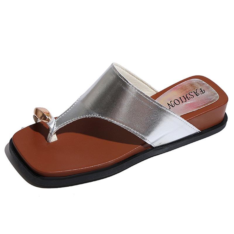 Thick Sole Heightened Slope Heel Cover Toe Cool Slippers Women's Summer Wear New with Skirt Beach Sandals Flip-flops