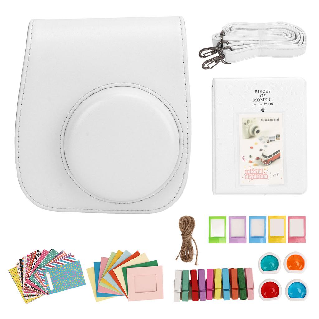 Mini Sofortbildkamera Schutztasche PU-Hülle für Fujifilm Instax Mini 12 mit Album Filtern Bunt