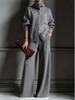 2025 European American Fashion Women's Autumn Winter High Neck Knit Wide-Leg Suit