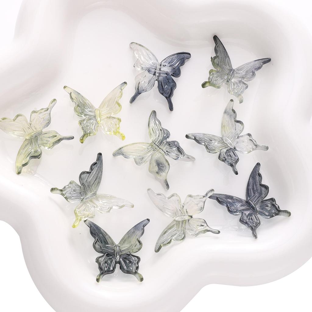 Acrylic Butterfly Transparent Two-color Gradient Charm for DIY Jewelry 20 Pcs