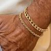 Men Waterproof Cuban Chain Bracelet Set Stainless Steel Bracelet Gold Link Bracelet Jewelry Gifts for Boyfriend, Dad and Son