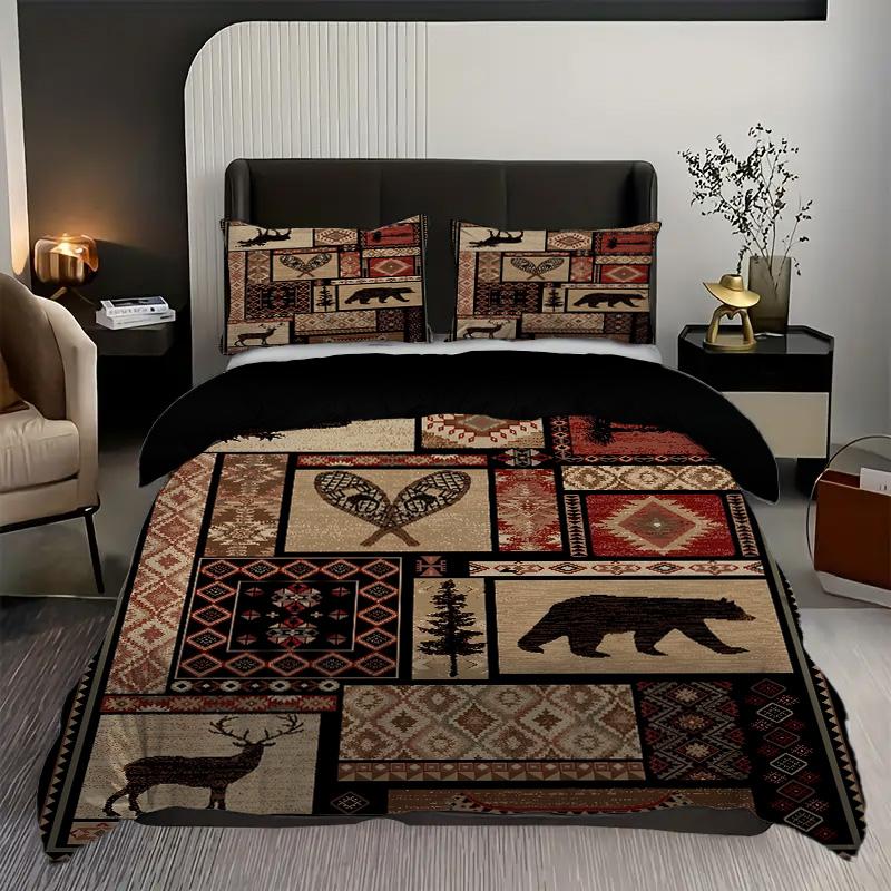 

Retro Wildlife Pattern 3D Printed Duvet Cover Set Wild Exotic Style Bedding Set Home Polyester Soft Comfortable Quilt Cover Set 135x200cm 2pcs