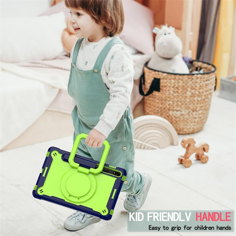 Shockproof Silicone PC Tablet Case With Strap Kickstand Galaxy Tab S7 S8 Plus - Multi Color Options