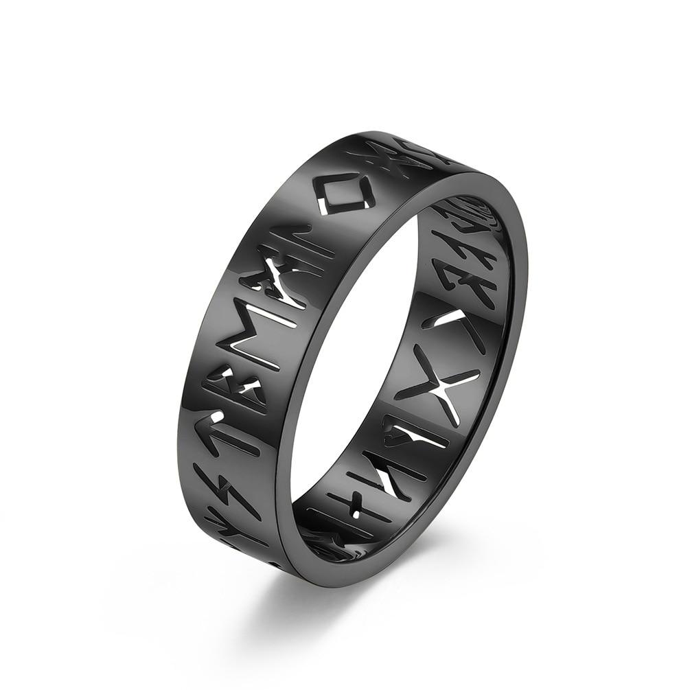 Nordic Script Hollow Titanium Steel Rings Rune Men's and Women's Jewelry Accessories Party Punk Holiday Gift Jewelry