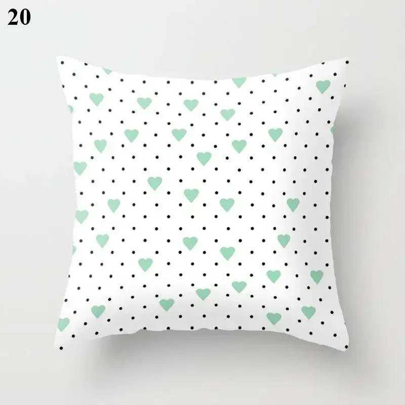 Light Blue Green Mint Cushion Cases Geometric Pattern Smooth Pillowcase American Style Comfortable Soft Home Decorations 45*45Cm