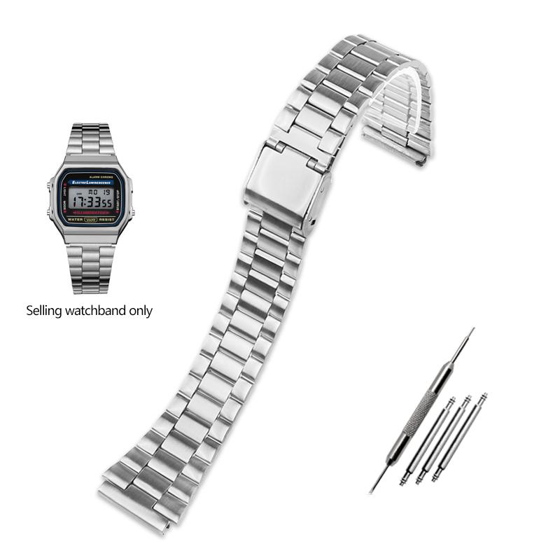 

18 мм Ремешок из тонкой стали для часов CASIO A158/A159/A168/A169/B650 AQ230/700 A158W A168 Классический AE-1200 Серебристый Черный Металлический ремешок 18mm