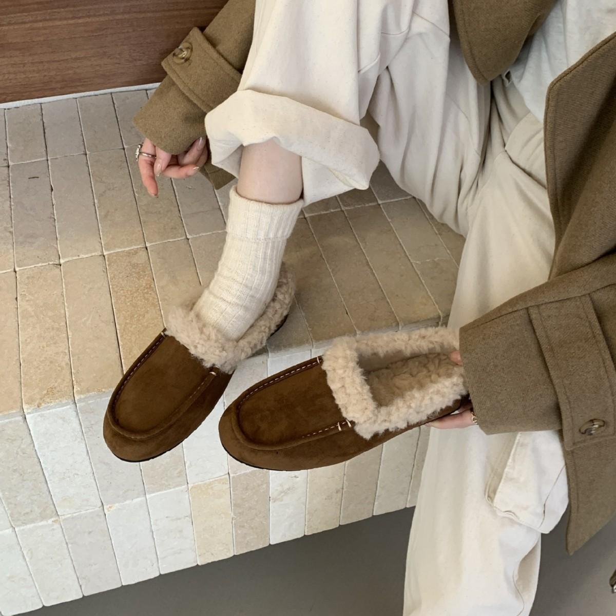 

Баотоу туфли на плоской подошве с теплым мутоном женская обувь овчина и мех интегрированные пушистые тапочки женские педальные ленивые туфли 39 леопардовый