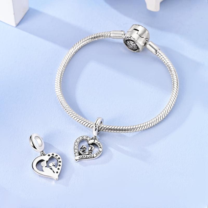 Kupfer Ich Liebe Dich Für Immer VaterTochter Anhänger Kompatibel Mit Authentischen Armbändern Damen DIY Schmuck Geschenk