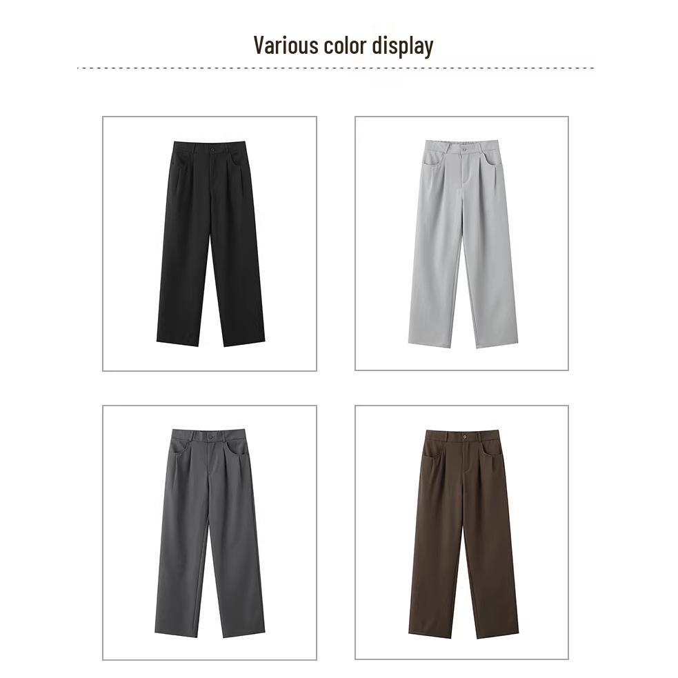 Trendy Men's Slim-Fit Straight or Wide-Leg Trousers - Solid Colors, Spring/Autumn Style