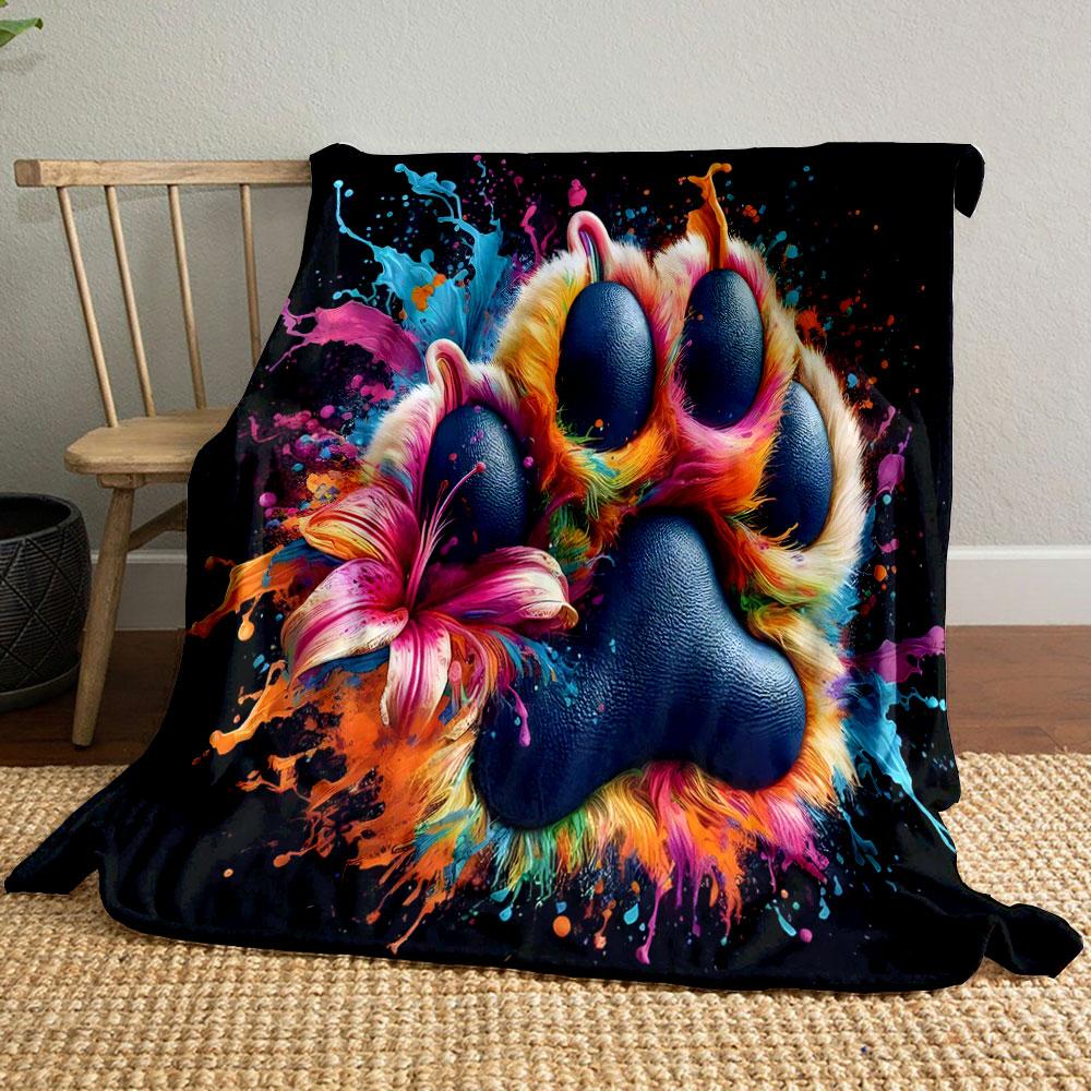Colorful Paw Print Explosion Print Blanket Soft and Cozy Perfect for the Living Room Bed Sofa or a Nap,gift