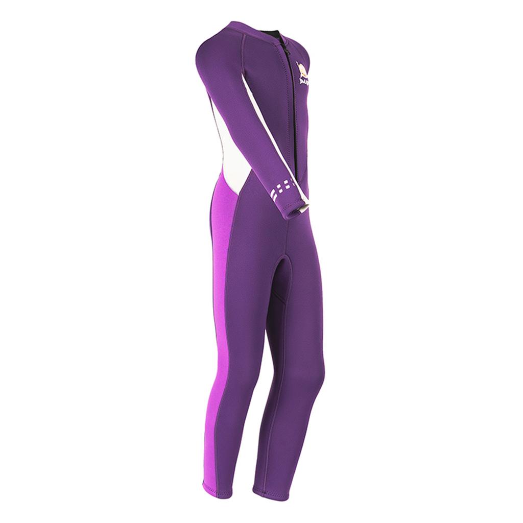 Girls Wetsuit Full Body Neoprene Thermal Swimsuit 2.5MM for Kids Long Sleeve Diving Surfing Suit with Front Zipper for