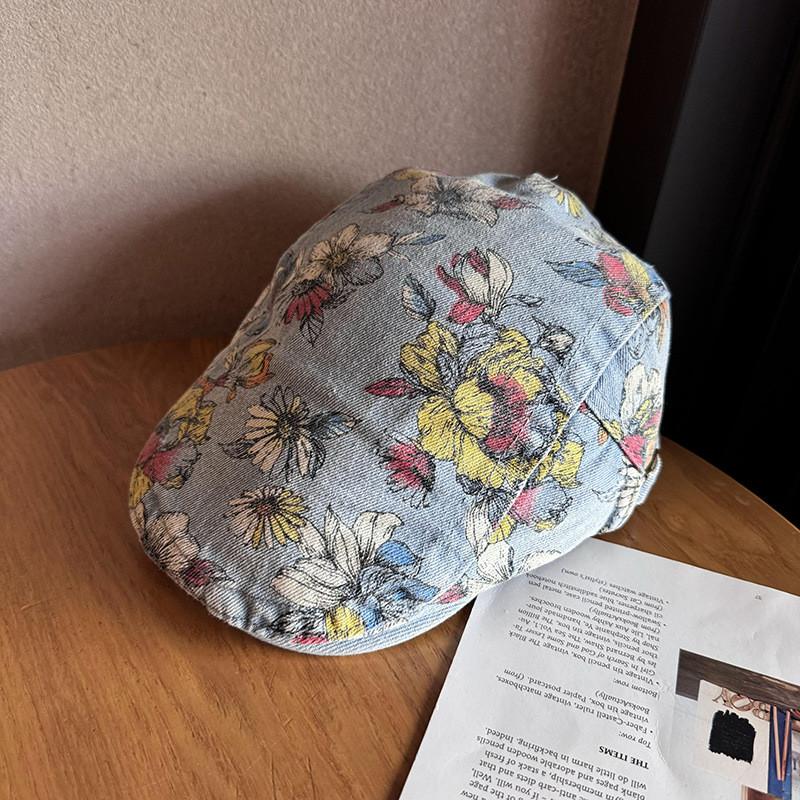 

Floral Denim Dad Hat With Sun Protection For Casual Summer Outfits светло-синий