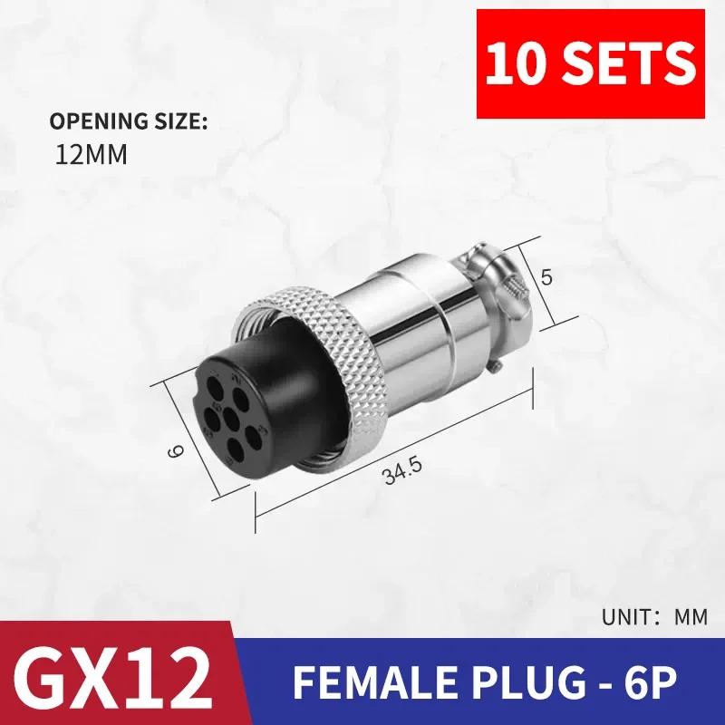 10Sets GX12 Aviation Electrical Connector 2 3 4 5 6 7 Pin Male Female Circular Air Socket Plug Panel Mount Wire Connector