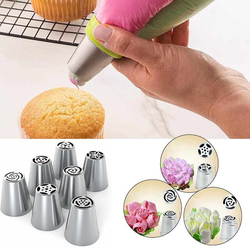 7ks/sada Ruský listový květ Poleva Tipy na trysky Nástavec na dort Dekor Pomůcky na pečení