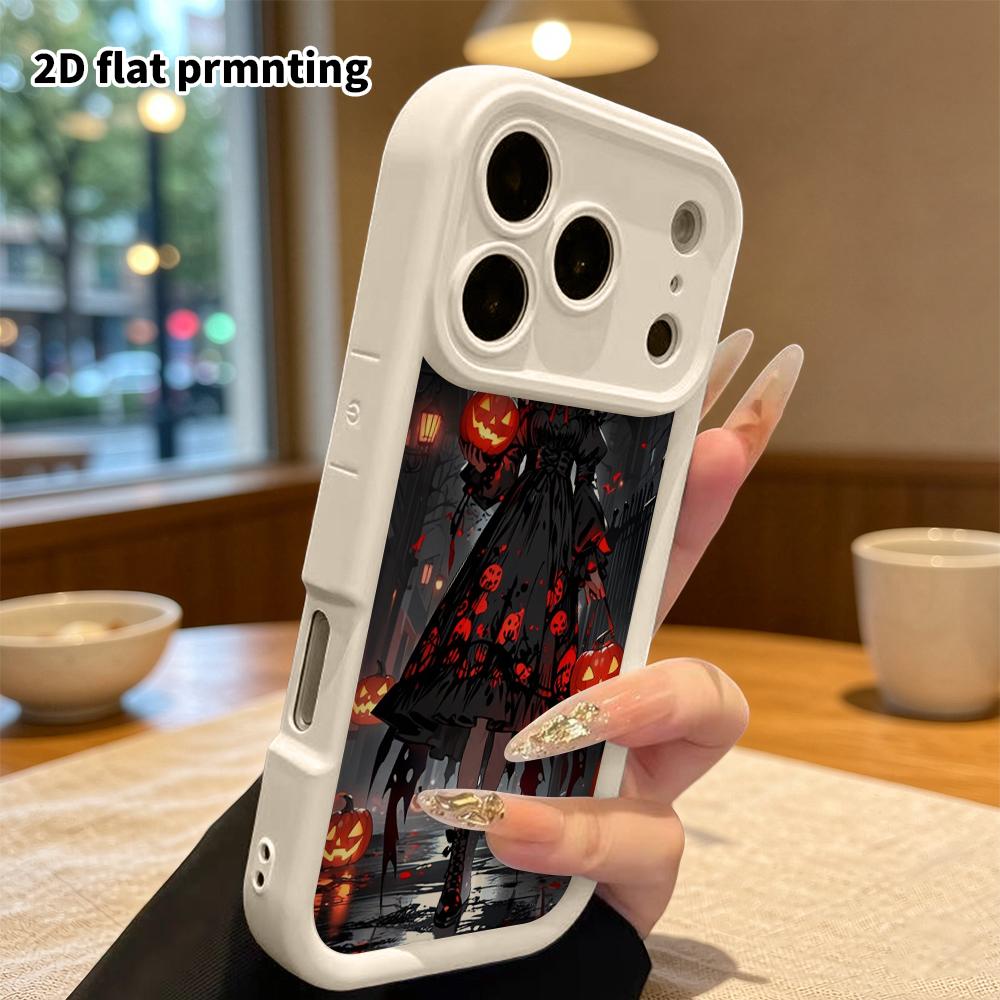 Phone Case: 2D Flat Design Suitable for iPhone 18 17 16 15 14 13 Pro Tiered Protective Case, Red Haired Girl, Christmas and Halloween Gift