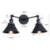 Vintage 2-Lights Wall Light Industrial Black Red Bronze Wall Sconce E27 Metal Shade Vanity Lamp Bathroom Mirror Lighting