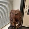 Retro Pu Small Crossbody Bag With Chain And Tassels For Daily Use