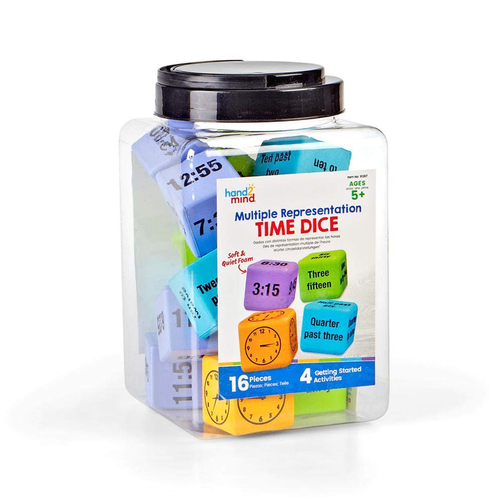 Learning Resources Math Educational Time Dice, English Version, 16-Piece Set, H2M91267, Authentic, 4 Colors
