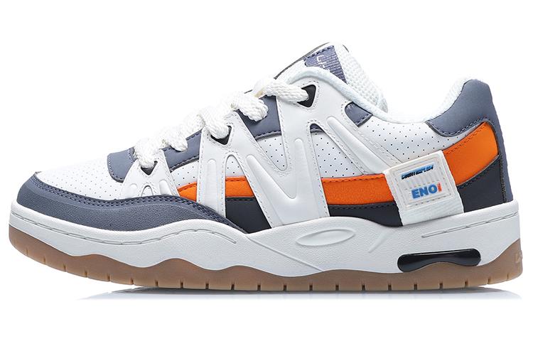 Li Ning Yufeng Synthetic Leather Comfortable Coverage Thermal Slip Resistant Low top Skateboard Shoes Men's White Gray AGCQ295-2