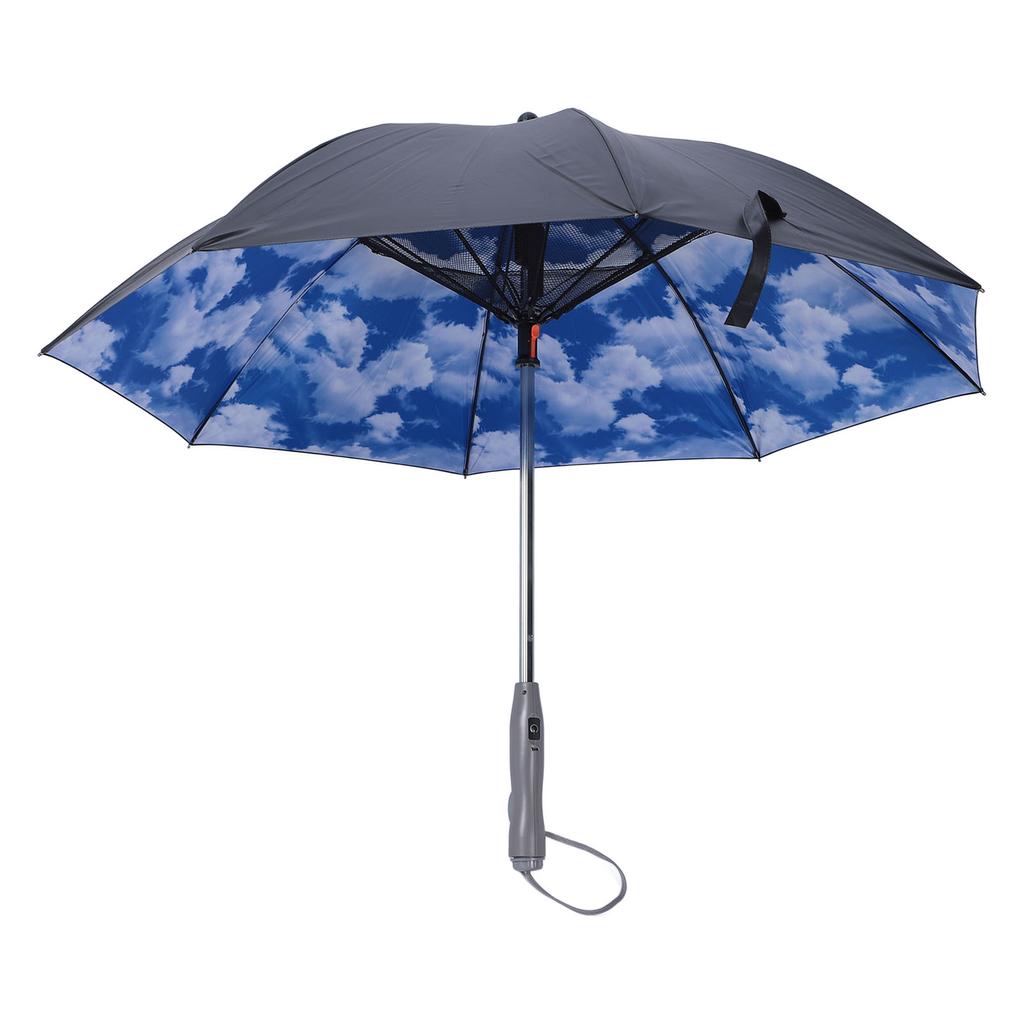 Sun Umbrella Built In Fan and Mister Spray 8 Ribs USB Rechargeable Windproof UV Umbrella for Summer
