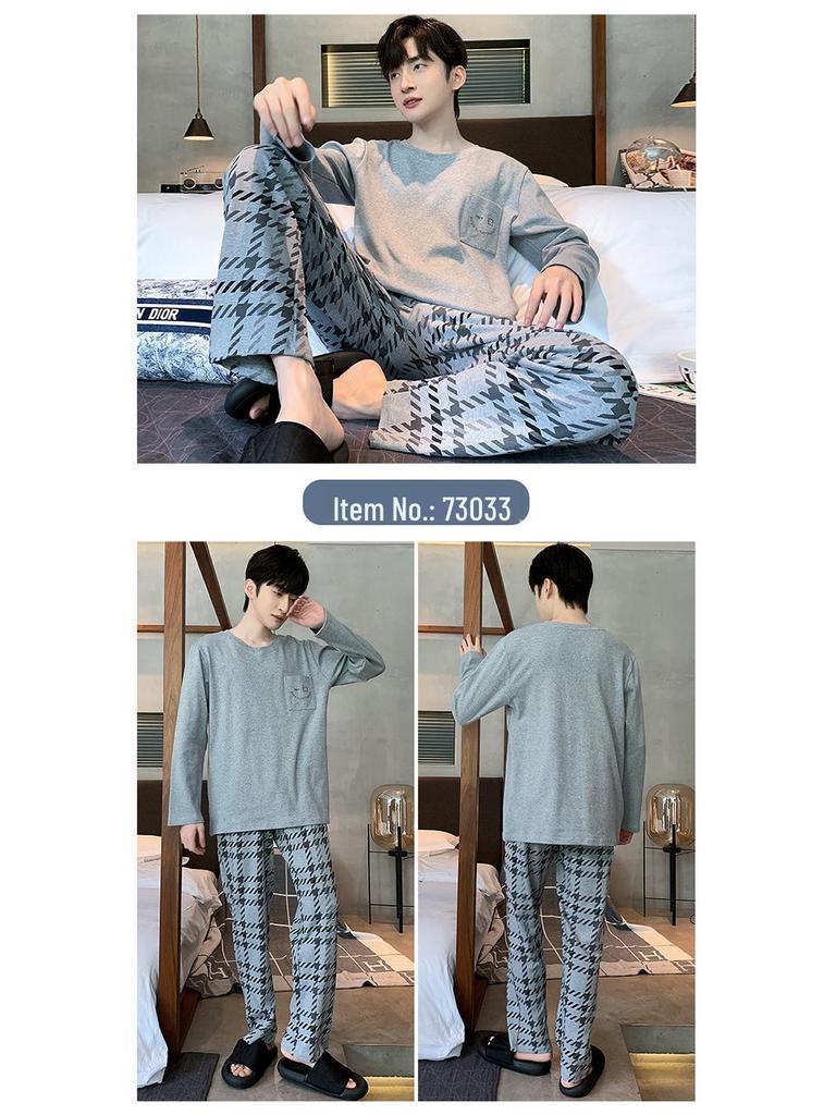 Pánské 2023 Jaro & Podzim Čistá Bavlna Dlouhý Rukáv Nadměrná Velikost Ležérní Domácí Oblečení