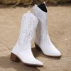 Fashion Western Women Boots  Autumn Winter Fashion Chunky Heeled Cowboy Boots Vintage Style Country Western Cowgirl High Heels Boots