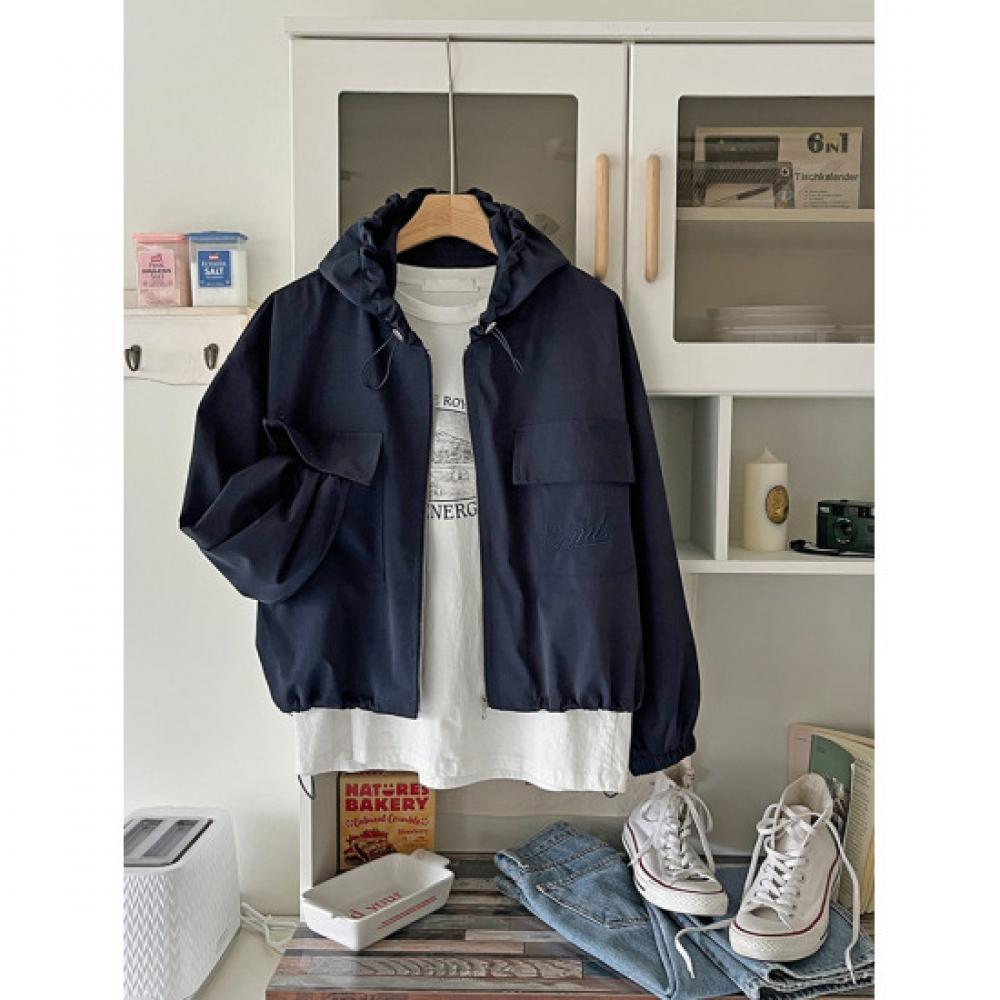 Shop   Women Ami Front Pocket Drawstring Hooded Zip Up Jumper Dgb Wjp 3717