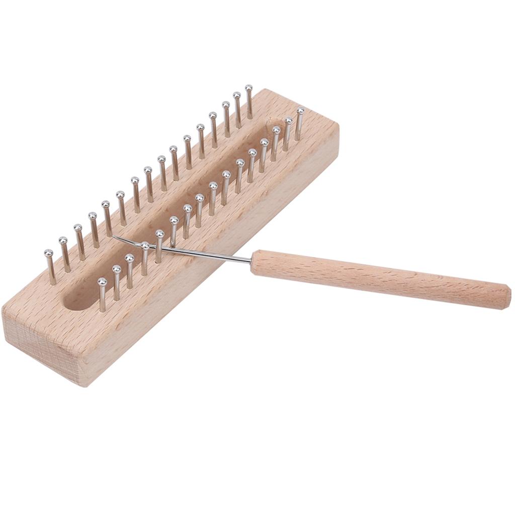 Rectangular Knitting Loom Hand Wooden Weaving Machine Kids Weaving Toy with Elbow Crochet Hook
