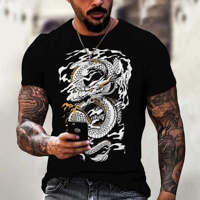 Pánske tričko Dragon Design Potlač Letná móda Ležérne Tričko s krátkym rukávom Denné Oblečenie do ulice Oversized Pulóver s výstrihom do O