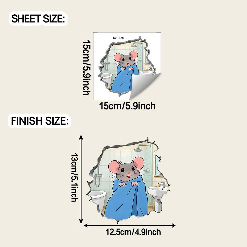 

Cartoon Mouse Taking a Shower Bathroom Wall Stickers, Self-Adhesive Removable Decor for Home Decoration 15x15CM різнокольоровий