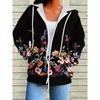 Women's Long Sleeved Loose and Elegant Style Jacket, Floral Pattern with Zippered Pockets, Lightweight Open Top Jacket