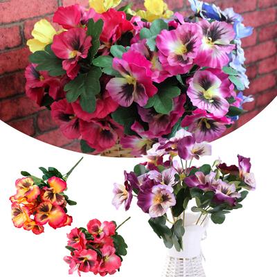 10 Heads Pansy Fake Flower 26cm DIY Craft Rose Red