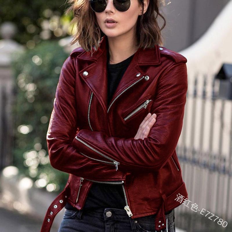 Europäische & Amerikanische Damen Motorrad Lederjacke - Frühling/Herbst, Kurzes Schlankes Design Mode Oberbekleidung 2025.