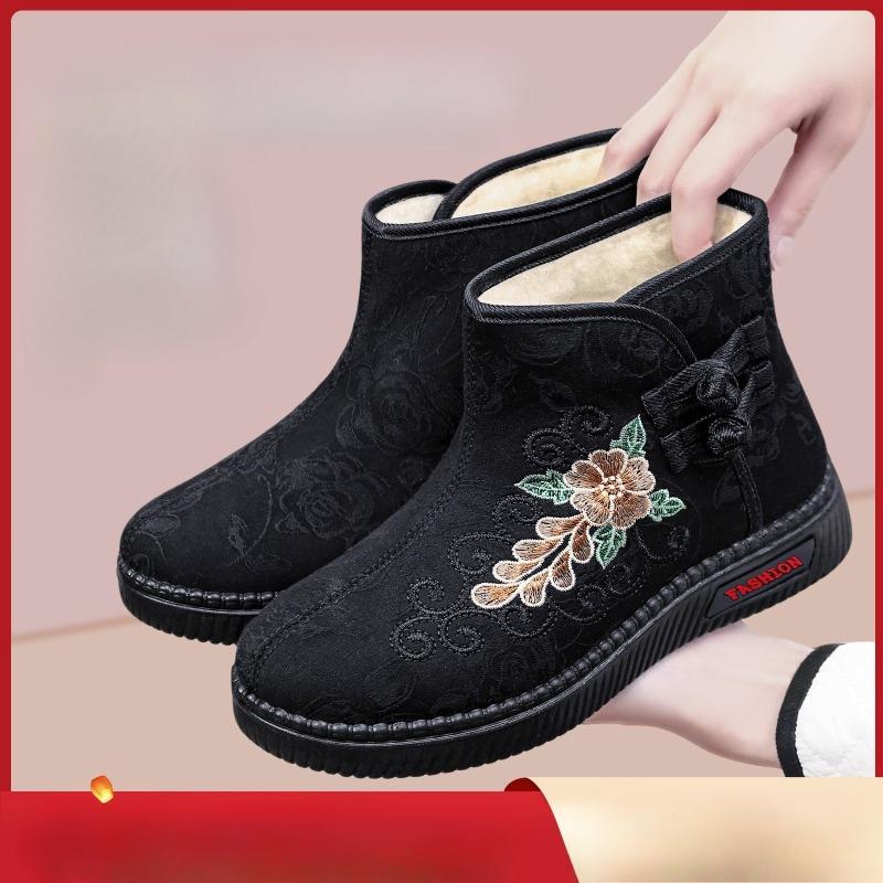 New Cotton Shoes, Embroidered Women's Boots, Long Boots, Cold-proof and Warm Boots, Women's Shoes, Cotton Boots