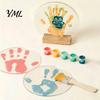 Personalized Fingerprint Art Gift DIY Handprint Display Kit, Transparent Acrylic Panel And Wood Base Easy Clean Painting Kit Project, Handmade Memory