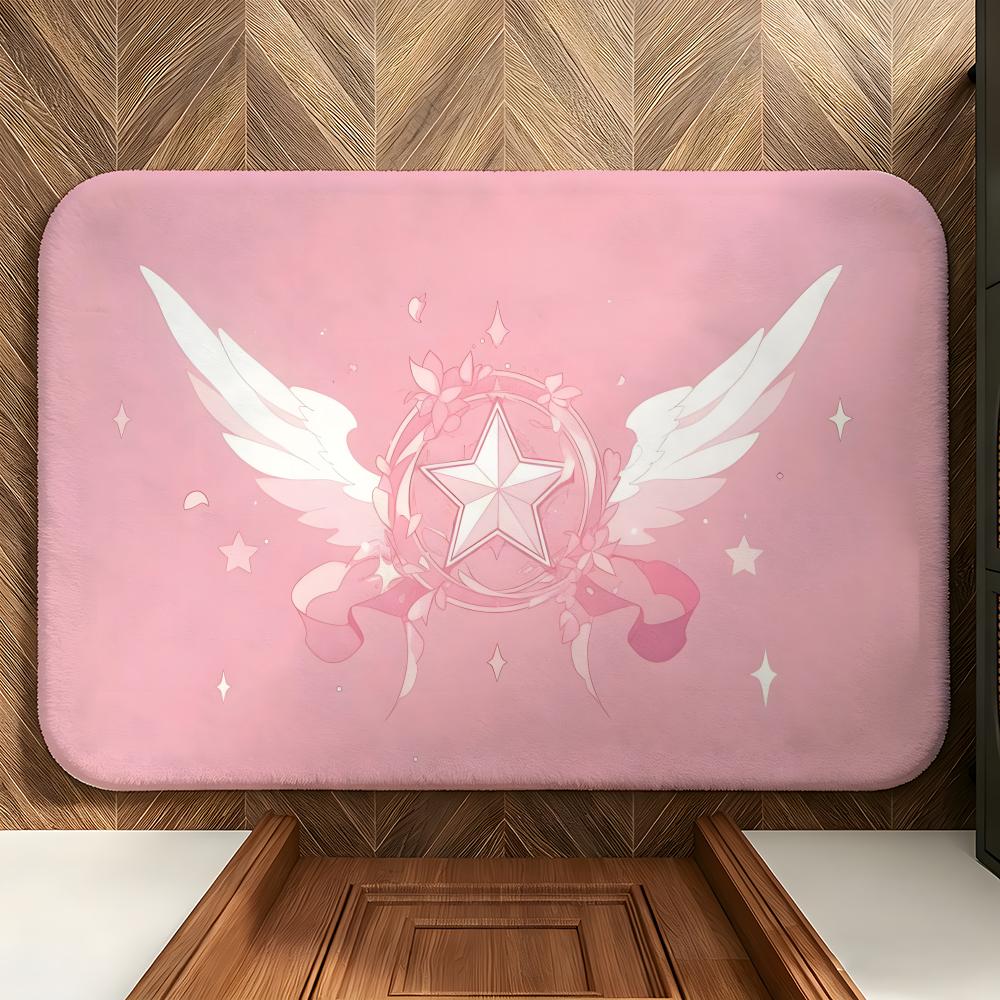 Anime M-Magical S-Sakura Floor Mat Soft Flannel Floor Mat Suitable for Entryways, Living Rooms, Bedrooms, and Bathrooms